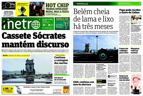 Torre de Belém é capa de jornal Torre de Belém é capa de jornal